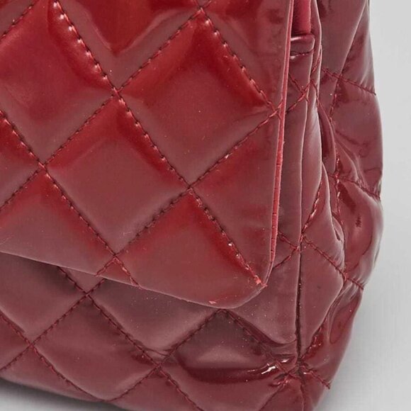 Chanel Red Quilted Patent Leather Classic Medium Double Flap Bag - Picture 2 of 12